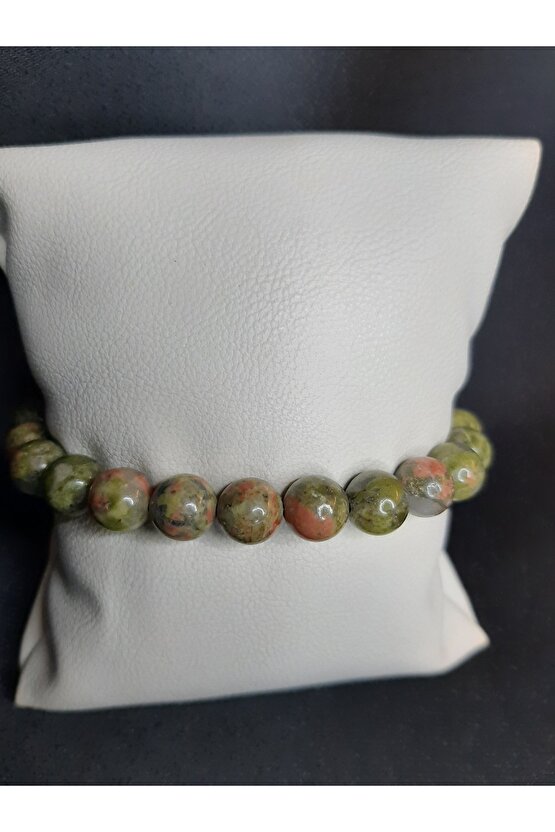 Yeşil Kahve Tonlarında Unakit Taşı Tarz Bileklik Unisex