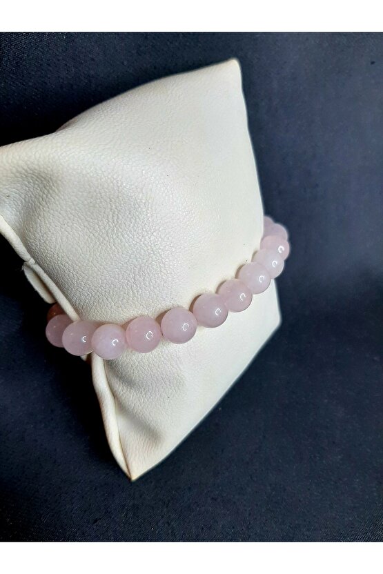 Pudra Pembesi Opsidyen Taşı Bileklik (Doğal taş)