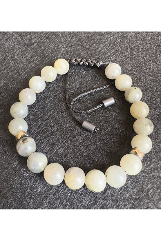 Doğaltaş örme bileklik(Labradorit taşı)