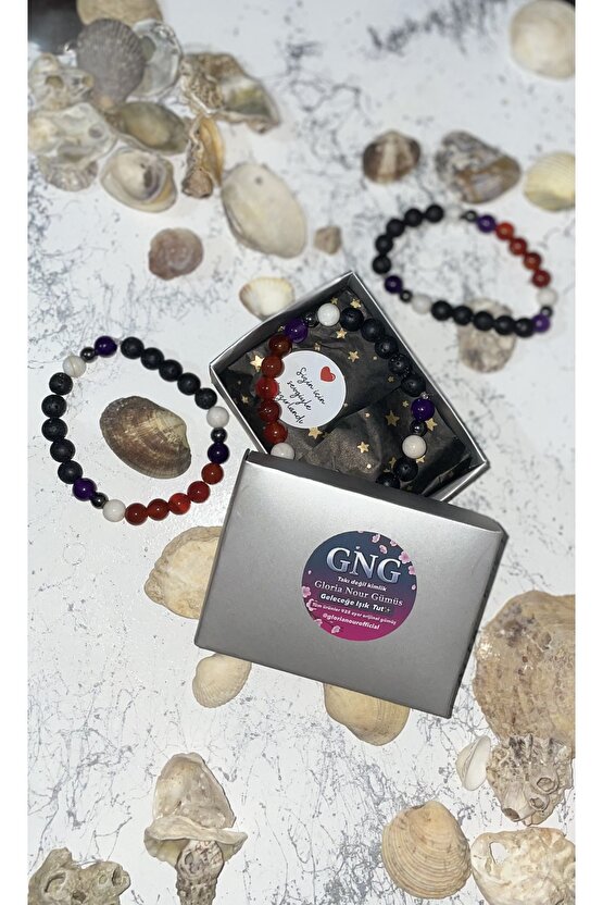 Terazi Burcu Bileklik 8mm Ay taşı, Akik,Lavtaşı , Hematit ,Ametist Doğal taş erkek bileklik