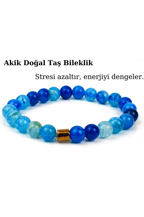 Akik Doğal Taş Bileklik Unisex Aksesuar Bijuteri Hediyelik Bileklik