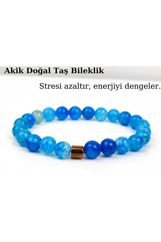 Akik Doğal Taş Bileklik Unisex Aksesuar Bijuteri Hediyelik Bileklik