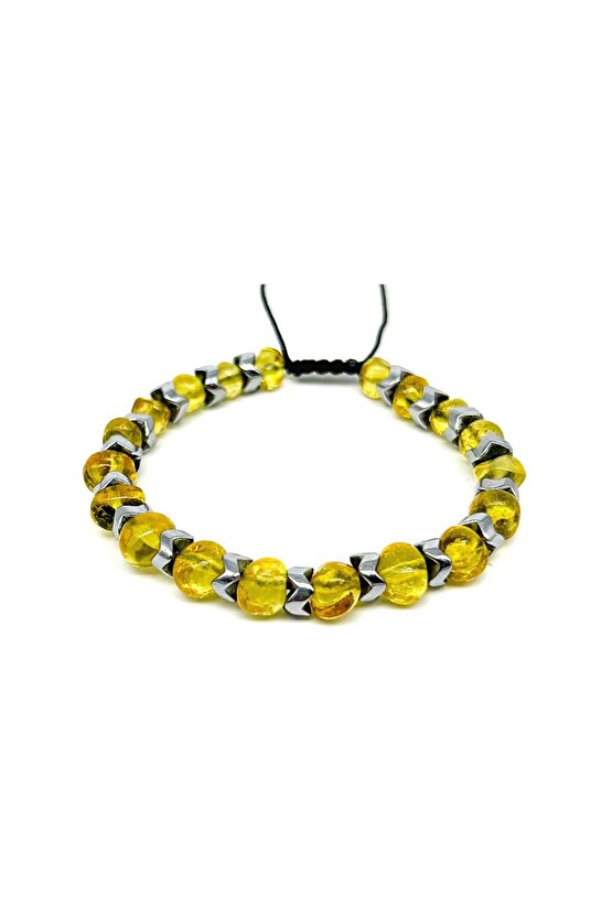 Kehribar Ve Hematit Bileklik