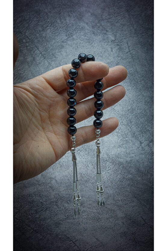 DOĞALTAŞ SİYAH AKİK ZAZA TESBİH- NEGATİF ENERJİ KALKANI 10mm