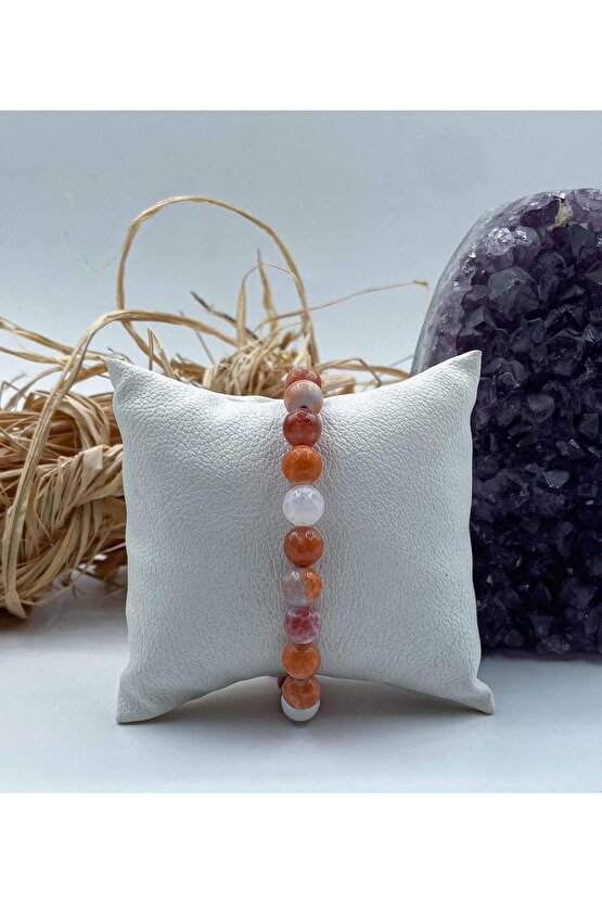 Akik Doğal Taş Bileklik 8 Mm Küre Faset Kesim