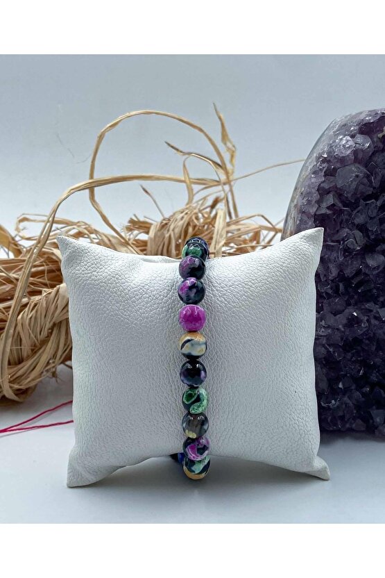 Akik Doğal Taş Bileklik 8 Mm Küre Faset Kesim