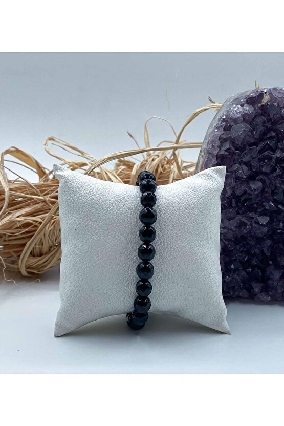 Akik Doğal Taş Bileklik 8 Mm Küre Faset Kesim