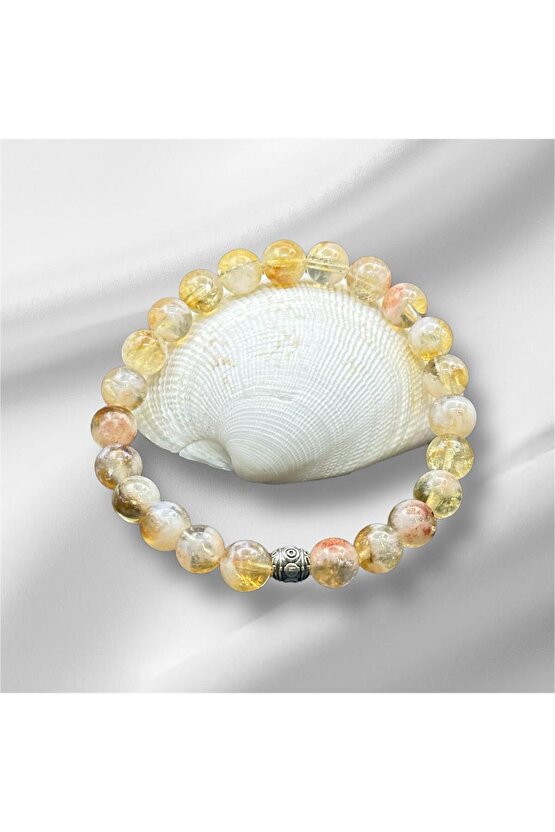 Sertifikalı Sitrin Doğaltaş Bileklik 8 Mm