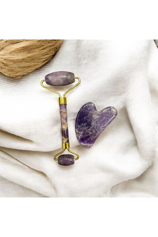AuraStone Doğaltaş Roller Gua Sha Set