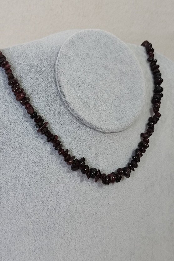 Sertifikalı Lal Granat Garnet Kırıktaş Doğaltaş Kolye