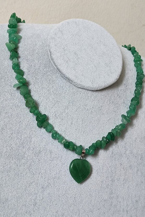 Sertifikalı Aventurin Kırıktaş Doğaltaş Kalp Kolye