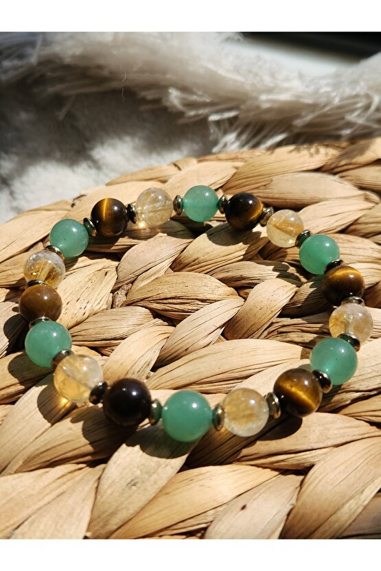 Doğaltaş  Kaplangözü-Sitrin-Aventurin (bolluk, bereket, şans) Bilekliği