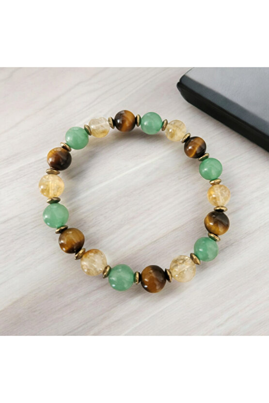 Doğaltaş  Kaplangözü-Sitrin-Aventurin (bolluk, bereket, şans) Bilekliği