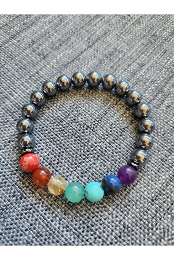 Doğaltaş Terahertz taşı Çakra Bileklik