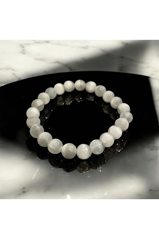 AuraStone Selenit Doğal Taş 8mm Bileklik