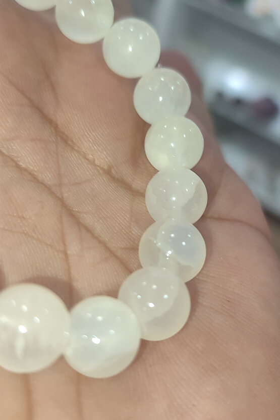 Selenit Taşı 10 mm Natural Doğaltaş Bileklik