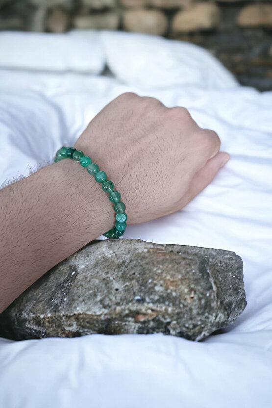 Yeşil Akik Taşı  Bileklik  Doğal Taşlar Orijinal Gerçek Akik Taşı Bileklik Doğal Taş Takı Seti