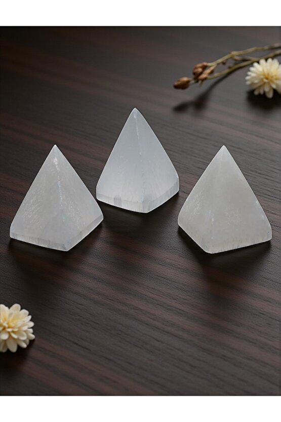 Selenit Doğal Taş Piramit 6 Cm