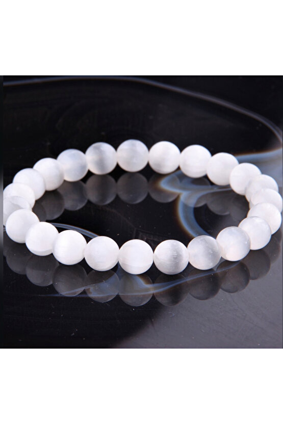 Selenit Taşı Doğal Taş Bileklik 8 mm A Kalite