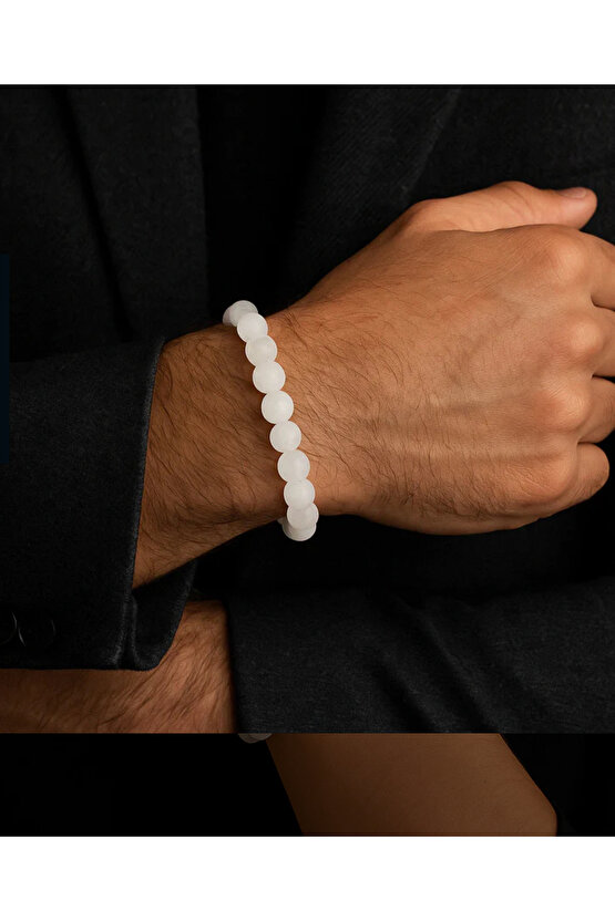 Selenit Taşı Doğal Taş Bileklik 8 mm A Kalite