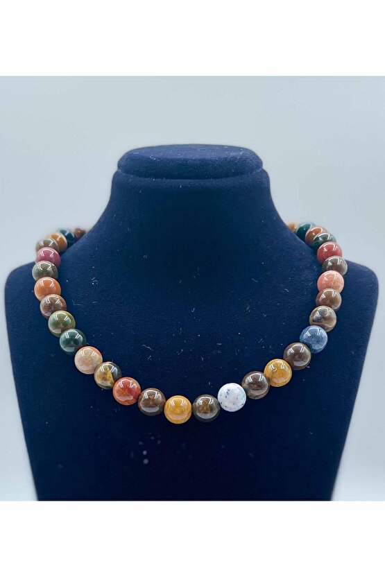 Okyanus Jasper Taşı Doğal Taş Kolye 8 Mm Küre Kesim