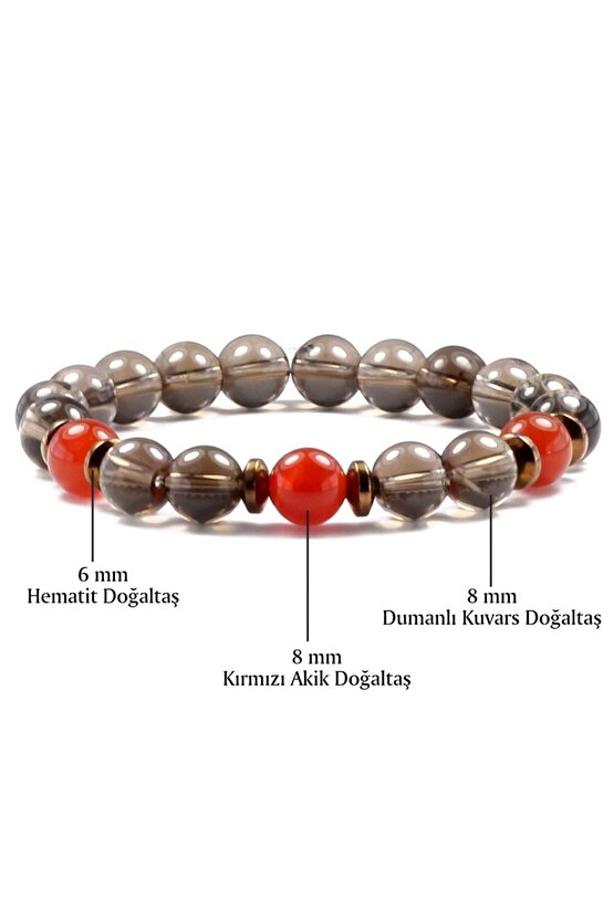 Akik- Dumanlı Kuvars Doğal Taş Bileklik 8 Mm