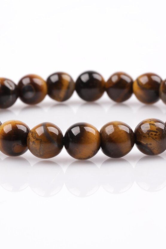 Kaplan Gözü Doğal Taş Bileklik 8 mm Küre Kesim