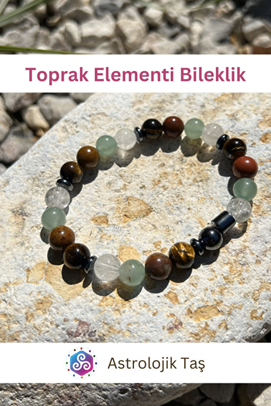 Toprak Elementi Doğal Taş Bilekliği