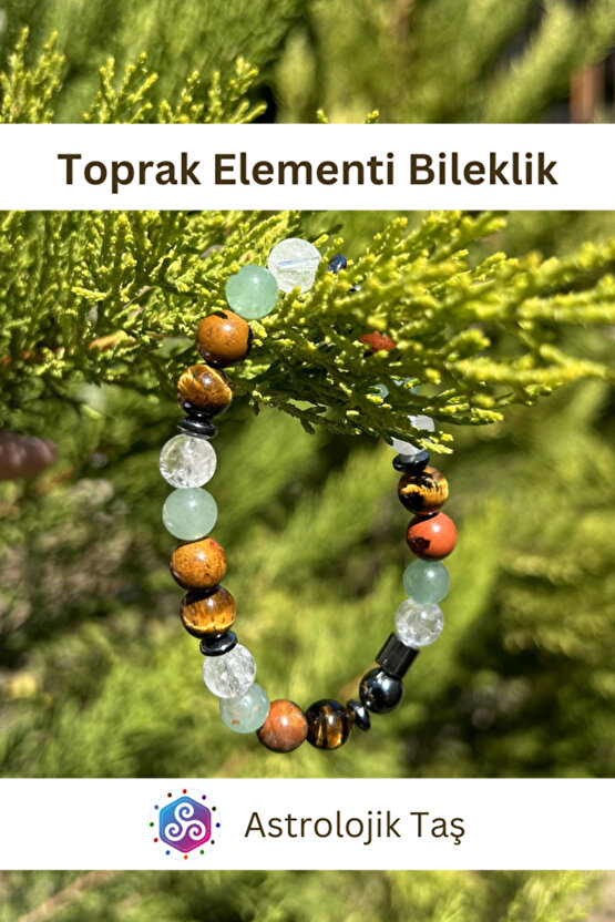 Toprak Elementi Doğal Taş Bilekliği