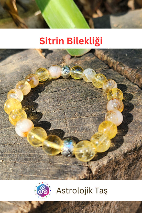 Sitrin Doğal Taş Bileklik, Para, Başarı, Pozitif Enerji, Arınma Taşı