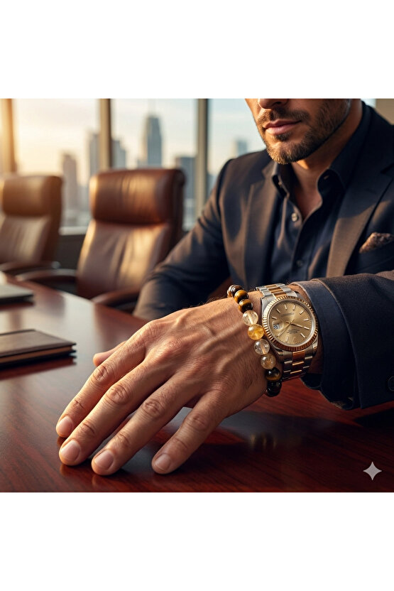 Para Bilekliği - Para Mıknatısı Çekimi - Bolluk Bereket - Sitrin, Kaplan Gözü & Dumanlı Kuvars