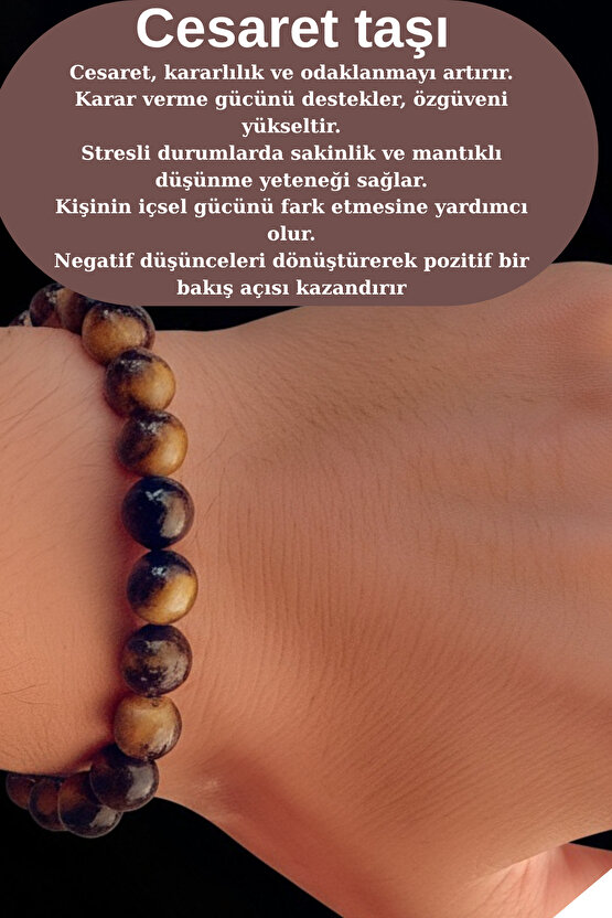 Kaplan Gözü Doğal Taş Bileklik Özgüven Cesaret Taşı