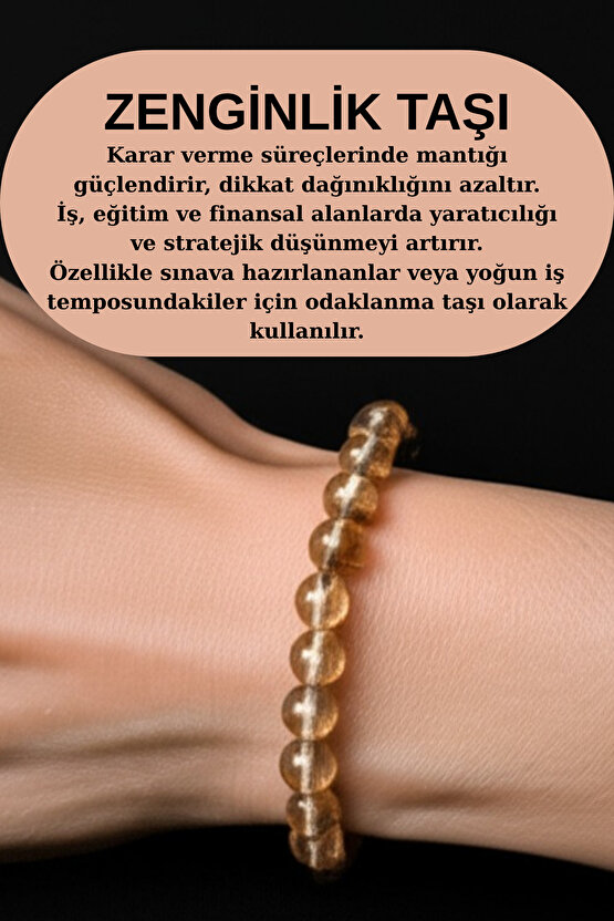 Sitrin Taşı Doğal Taş Bilekli Esnek Kordon İpli Bilekte Rahat Kullanım