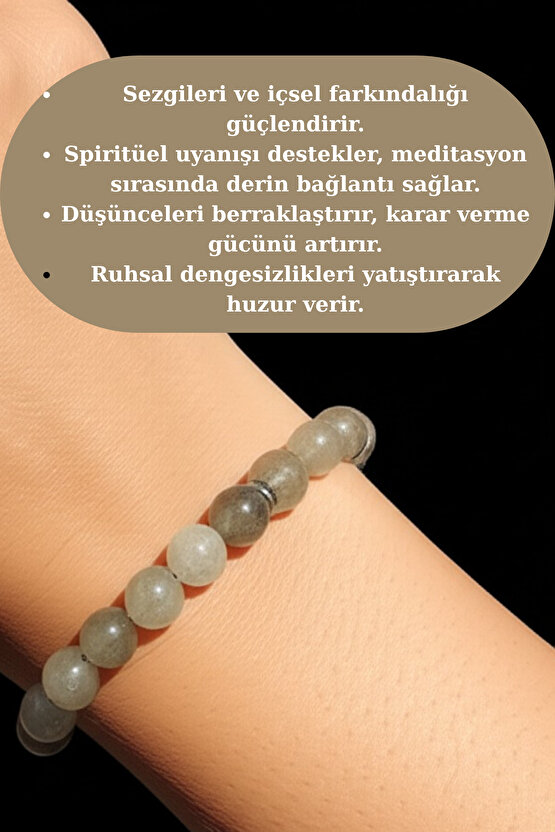 Labradorit Doğal Taş Bileklik – Sezgileri Güçlendiren ve Negatif Enerjiden Koruyan Kristal