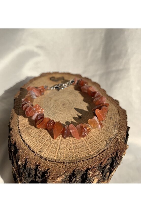 Doğal Kırmızı Akik Taşı Kırıktaş Bileklik