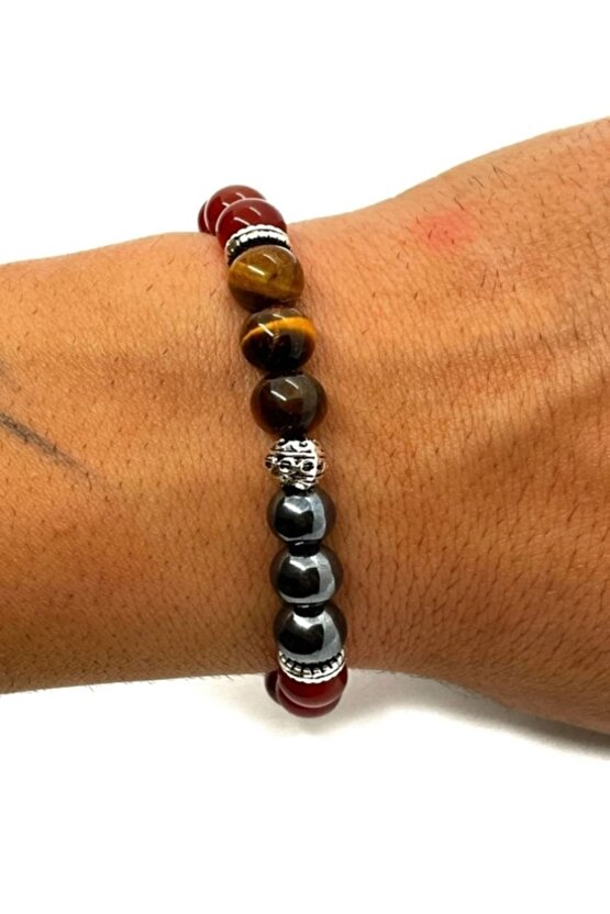 Gerçek Doğaltaş - Stres Bilekliği - Kaplan Gözü - Akik - Lapis Lazuli - Hematit