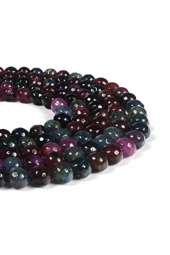 Akik Doğal Taş Küre Faset Kesim 8mm Dizi