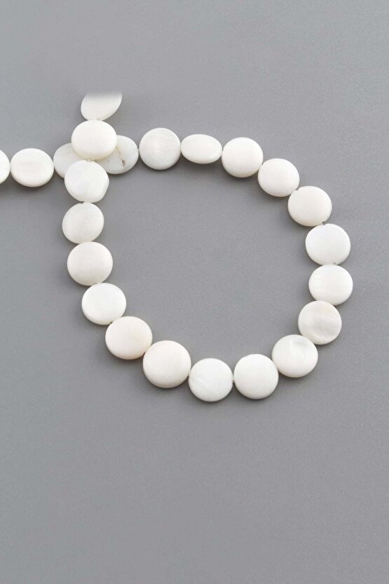 Doğal Taş Parlak Beyaz Daire Kesim 9x3mm Dizi [AA]