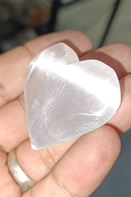 Selenit Taşı Kalp Kesim Natural Doğaltaş Kütle Küçük