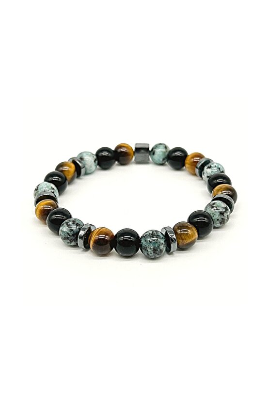 Mavi Jasper Oniks Kaplangözü Bileklik