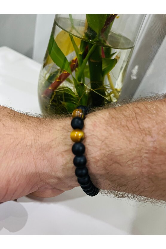 Kaplan gözü Doğal taş Çift Tasarım Erkek Bileklik Hediyelik Çift Bilekliği