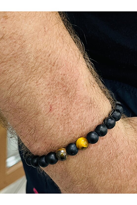 Kaplan gözü Doğal taş Çift Tasarım Erkek Bileklik Hediyelik Çift Bilekliği