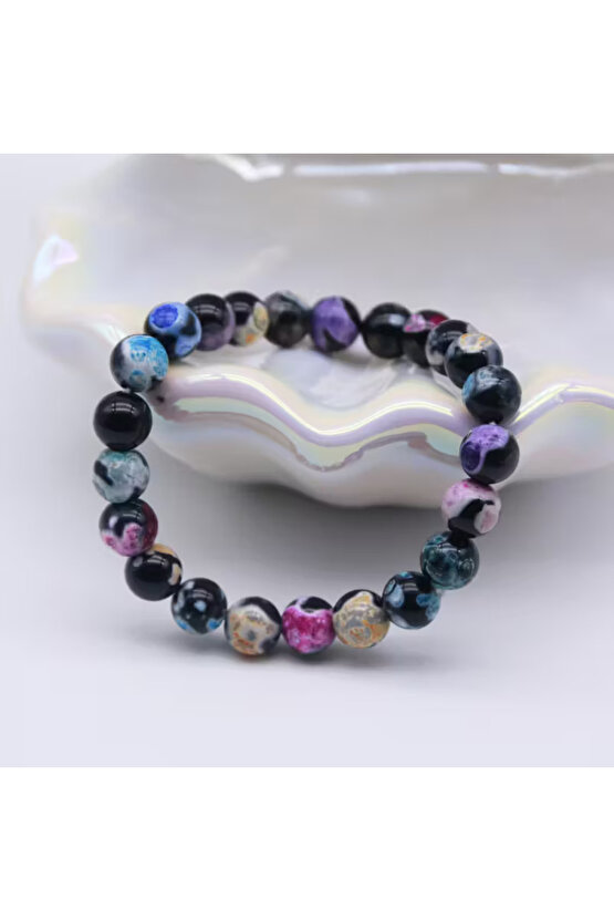 Ateş Akik Doğaltaş Bileklik – Enerji ve Canlılık Veren Çok Renkli Tasarım