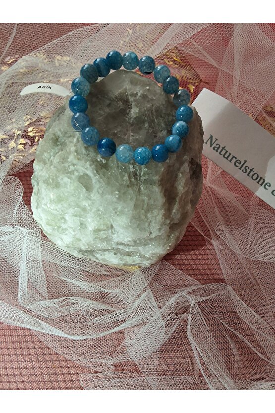 Mavi Akik Doğaltaş Bileklik – Sakinlik Ve Manevi Şifa Taşı, Unisex, 10 Mm - Doğaltaş Garantili