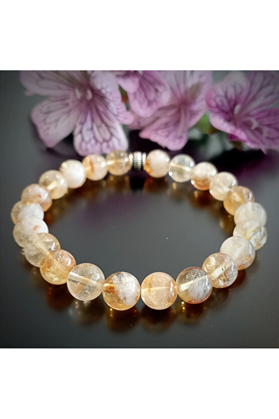 Doğal Sitrin Taşı Bileklik ( A Kalite )