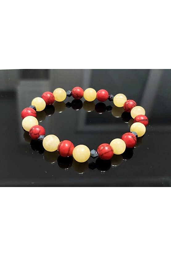 Doğaltaş Sarı Kırmızı Bileklik