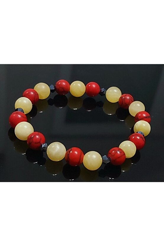 Doğaltaş Sarı Kırmızı Bileklik