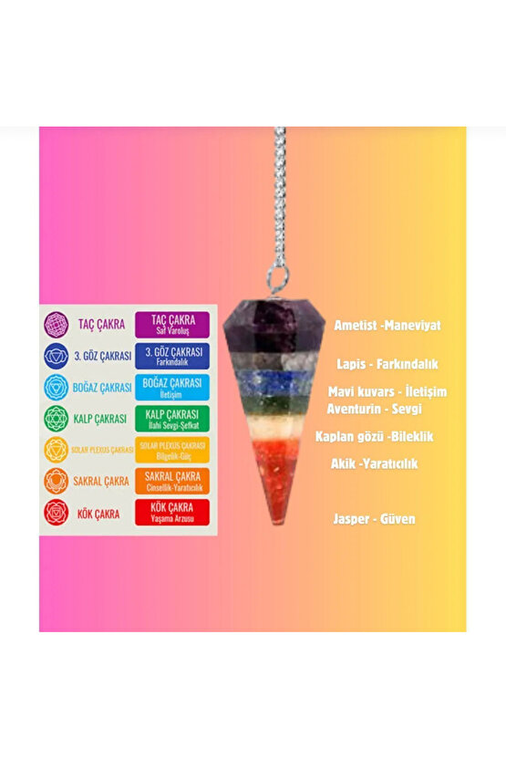 7 Çakra Doğal Taş Pandül Sarkaç