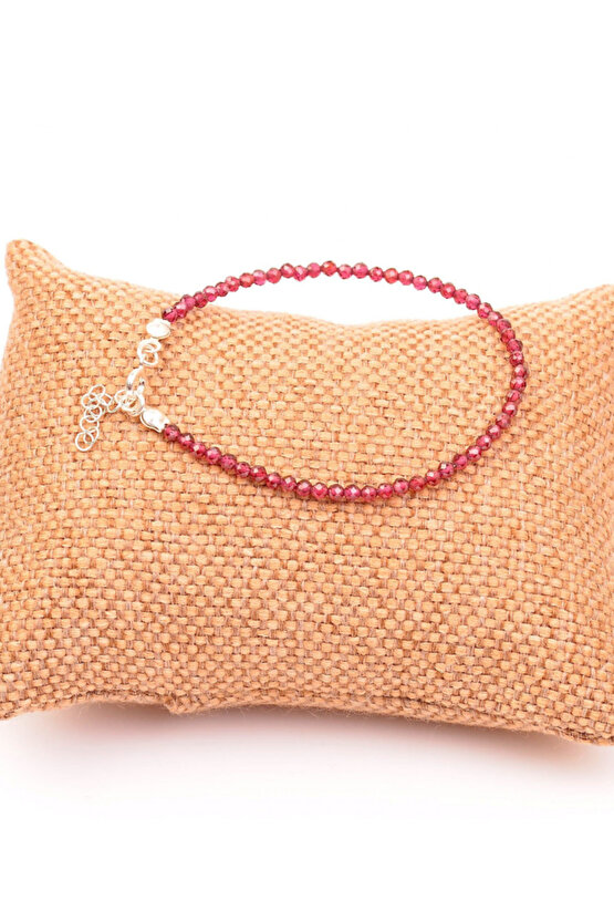 Lal Garnet Taşı Bileklik 3 mm ( Granat Taşı )