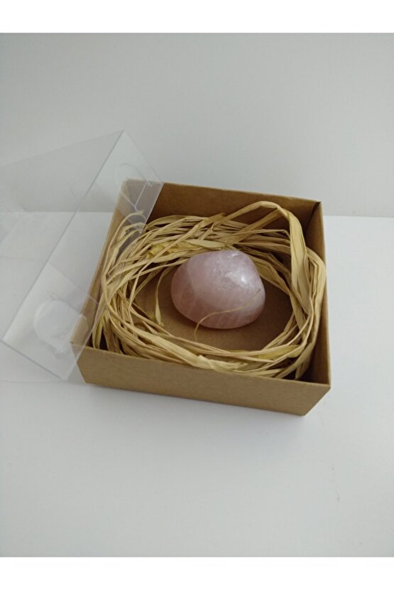 Pembe Kuvars Taşı Biblo Ham Doğaltaş Biblo (40-45 Gr)